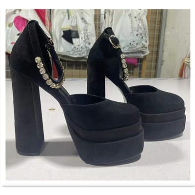 Designer Pumps Luxe Satijnen Stof Kristallen Gesp Lente Zomer Vrouwelijke Feest Catwalk Schoenen Ronde Neus Hoge Hakken Dames Sandaal 37 gray