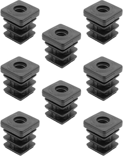 Dailygoody - Schroefdraadstop - Voetkappen - Kunststof - Insteekbus - Draagvermogen tot 200 kg - Voor vierkante buizen 22 x 22 mm - Zwart