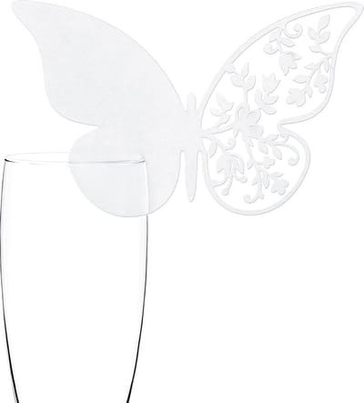 Plaatskaartje vlinder voor glas wit (10st)