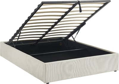 sweeek - Bed met lattenbodem b204 x d148 x h32cm, afwerking corduroy