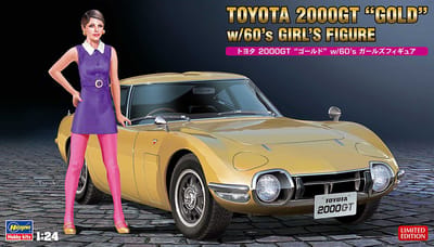 Hasegawa Modelbouwpakket Auto - 52333 Toyota 2000GT Gold w/60#039 Girl Figure Plastic - 1:24 - Modelbouw