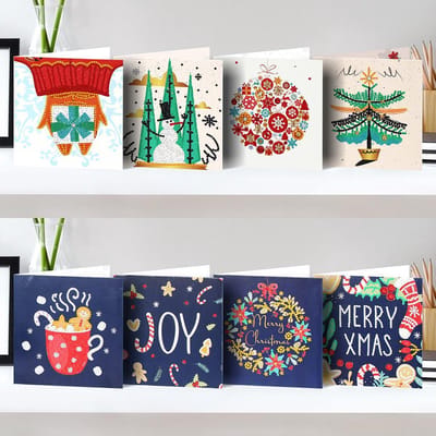 Vitamo™ Originele Diamond Painting Kerstkaarten (8 Stuks) - Christmas Cards - Kerst - Met enveloppen - Complete set