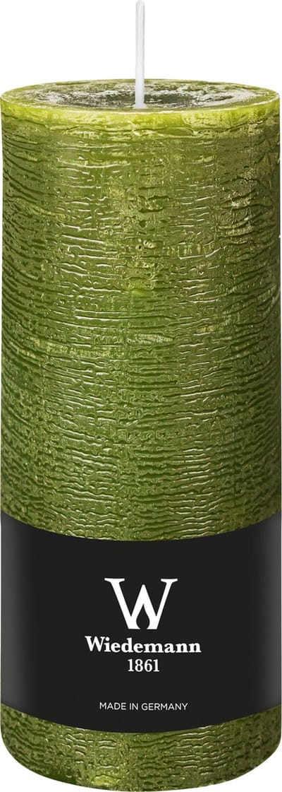 Wiedemann Cilinderkaars/stompkaars - rustieke kaars - olijfgroen - 7 x 16 cm - 66 branduren