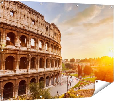 Gards Tuinposter Colosseum bij Zonsondergang in Ital�e - 120x90 cm - Tuindoek - Tuindecoratie - Wanddecoratie buiten - Tuinschilderij