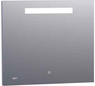 Brauer Quartz Spiegel - Rechthoekig - 80 cm - met Directe LED-Verlichting - Dimbaar - met Touchbediening - met Klok