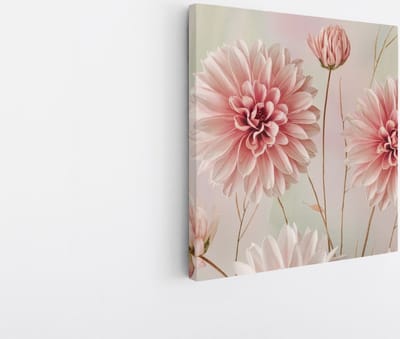 Saammp Canvas Schilderij - Roze Bloemen - Abstract - Natuur - 20x20 - Foto op canvas - Wanddecoratie - Muurdecoratie Woonkamer - Kantoor Decoratie