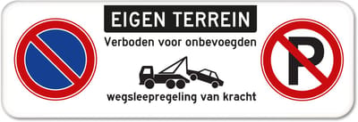 Parkeerbord Eigen Terrein - Weerbestendig Aluminium - 40x15 cm - Bevestiging: Zonder bevestiging (alleen het bord)