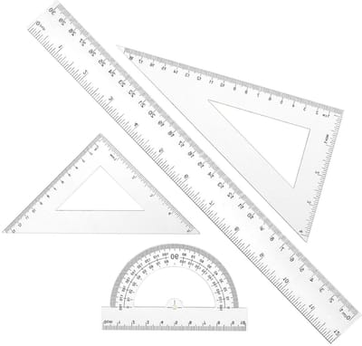 Set van 4 Transparante Plastic Linialen - Ideaal voor School, Kantoor en Tekenwerk - Duidelijke Meetinstrumenten voor Precisie en Creativiteit