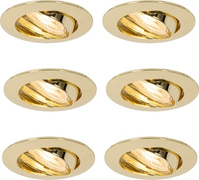 QAZQA edu - Moderne Inbouwspot - 6 stuks - Ø 6.2 cm - Messing - Woonkamer | Slaapkamer | Keuken