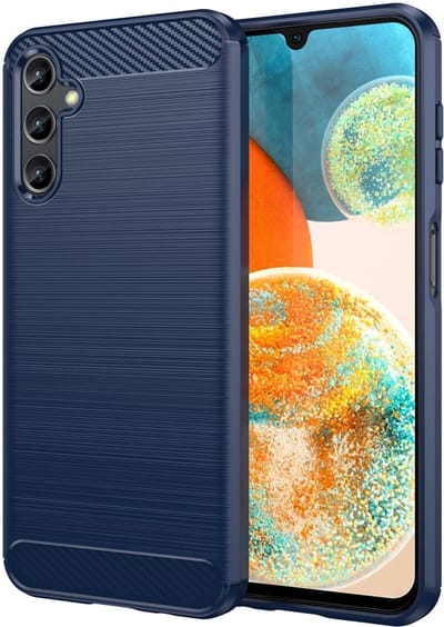 Hoesje Geborsteld TPU Flexibele Back Cover Blauw Geschikt voor Samsung Galaxy A14