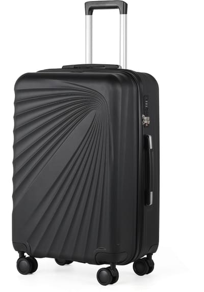 TAN.TOMI Hardcase Reiskoffer ABS – 24 inch (42×26×66 cm, 65 L) – Lichtgewicht Ruimbagage Trolley met 3‑cijferig Cijferslot & Wielen - zwart
