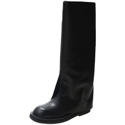 Winter Dames Laarzen Mode Persoonlijkheid Leren Laarzen Zwart Plat Casual Trendy Dames Schoenen Knappe Sexy Ridder Laarzen 39
