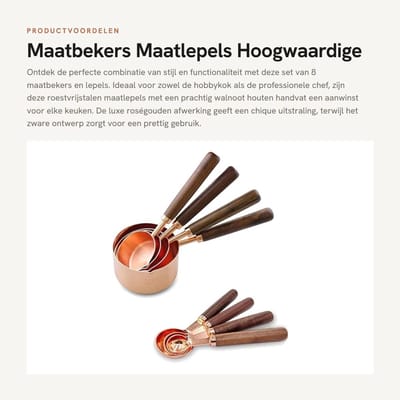 Dailygoods- Maatbekers Set van 8 Stuks - Roestvrij Stalen Maatlepels - Walnoot Houten Handvat - Gegraveerde Meetmarkeringen - Hoogwaardige Kwaliteit