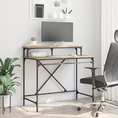 vidaXL - Bureau - Artisan - Eiken - 100 - x - 50 - x - 90 - cm - Bewerkt - hout
