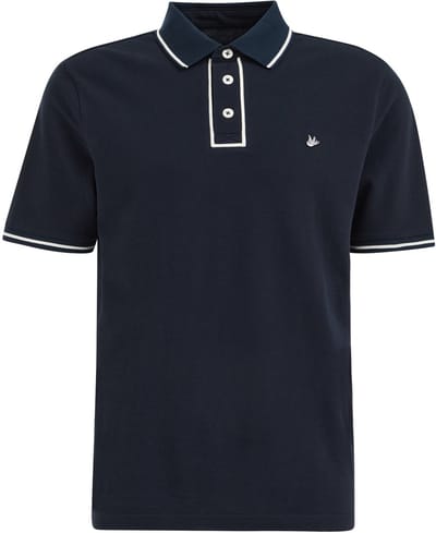 WE Fashion Heren regular fit polo met structuur en embroidery