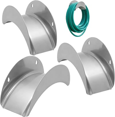 3 stuks slanghouders aan de muur, 26 x 12 x 11,5 cm tuinslanghouder van metaal, slangophanging, tuinslanghouder, wandslanghouder met schroeven en expansiebouten voor slangophanging