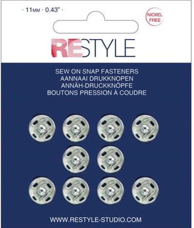 ReStyle 015.12003 Aannaaidrukknopen 11 mm zilver nikkelvrij, 10 stuks