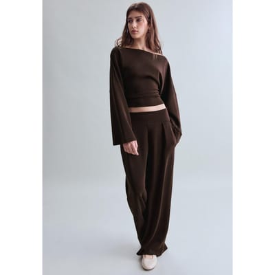 Stradivarius Asymmetrische soft touch sweater met plooien  Bruin XS