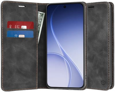 Hoesje geschikt voor Oppo Reno15 F/FS - Techsuit Confy Book Wallet Case - Zwart