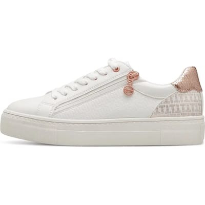 Tamaris dames sneakers met ros�kleurige details - Wit - Uitneembare zool