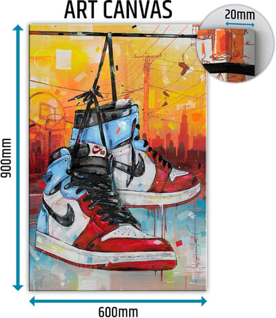 Sneaker canvas powerlines fearless Chicago 60x90 cm