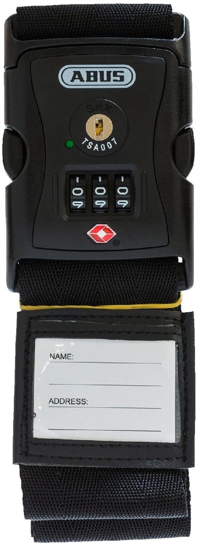 ABUS - Kofferband - Kofferriem - Bagageriem - Cijferslot - 3 Cijfers - met TSA slot - max 192 cm - Zwart