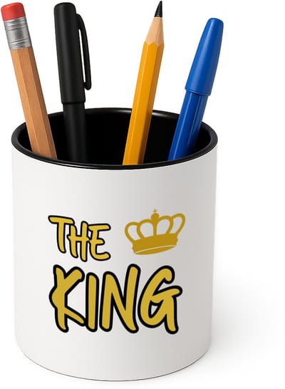 Hacebo® - The king Pennenbakje - Koning - iemand die zich voelt als een koning - pennenhouder - verjaardagscadeau - kroontje - kado - gift - geschenk - Pennenbakje zwart