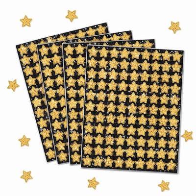 Stickervellen Gouden Glitter Sterren - 400 Sterren - 4 Stickervellen - Stickers Kerst