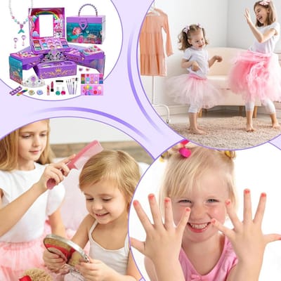 Kinder Make-up Set - Verkleedaccessoires Speelgoed - Rollenspel Feestjes - Makkelijk Afwasbaar - 22 x 17 x 8 cm