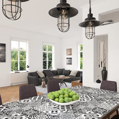 Meubeldecoratiestickers - Zelfklevende stickers voor keuken en woonkamer - 60 meubelstickers met cementtegelmotief van ALONZO - 60 stickers 10x10cm