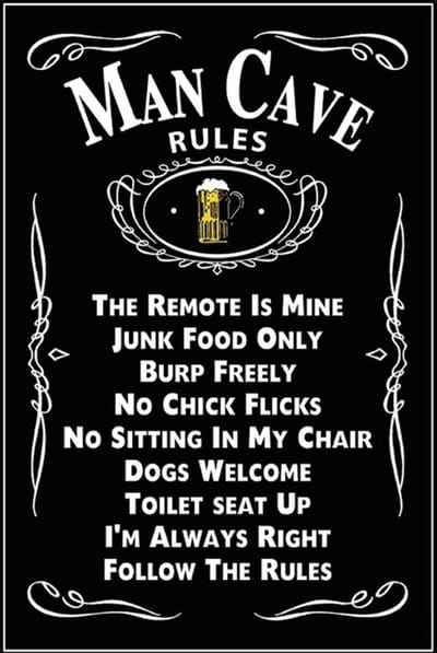 Wandbord – Man cave Rules - Bier - Vintage - Retro - Wanddecoratie – Reclame bord – Restaurant – Kroeg - Bar – Cafe - Horeca – Metal Sign – 20x30 cm