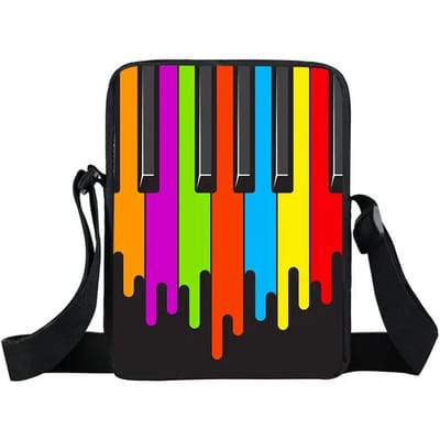 Muzieknoten / Gitaar / Piano Messenger Bag Meisjes Canvas Schoudertassen Dames Handtassen Crossbody Tassen Kleine Aktetas Boekentas Cadeau multi