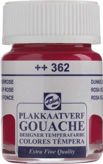 Talens Plakkaatverf Extra Fijn - Diepe Roos 362 - 16 ml Flacon - Matte, hoog gepigmenteerde afwerking - Zachte consistentie