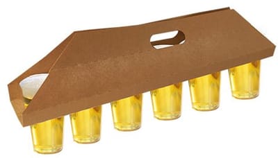 30 Draagtray, karton "pure" 12 cm x 9,5 cm x 62 cm bruin voor 6 bekers