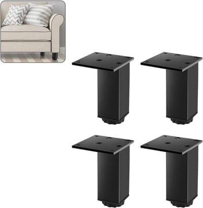 Meubelpoten Set - Bankpoten Tafelpoten - Meubels Versterken - In Hoogte Verstelbaar - 4 Stuks 10cm - Zwart