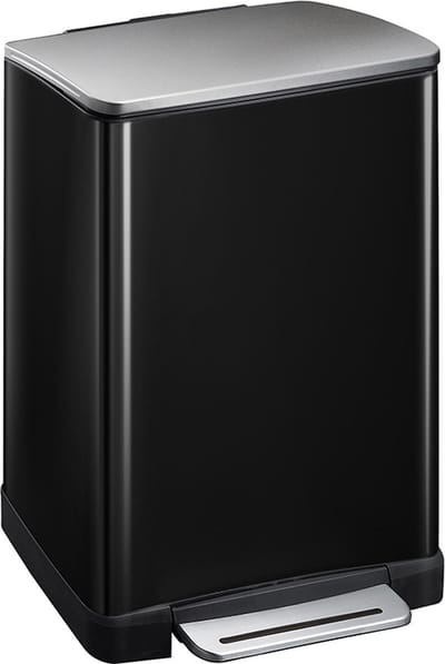 EKO - E-Cube pedaalemmer 40 liter - Stainless steel Plastic - zwart glanzend, mat RVS - Prullenbak