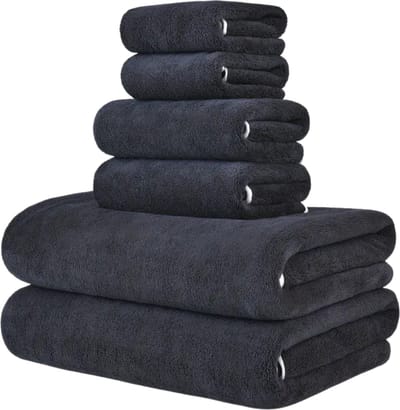 Livano Handdoeken Set - Hotelkwaliteit - Handdoek - Towel - Donker Grijs - 6 Stuks
