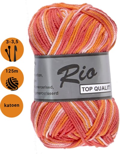 Rio Multi oranje (629) haakkatoen - gemêleerd katoen haakgaren - pakket 5 x 50 gram