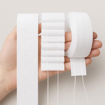 Gordijn Plooiband - Gordijnlint Plissband - Gordijnen Ophangen - Met Zakken Voor Haken - 4 cm x 20 m - Wit