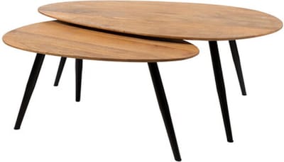 Salontafel Kassel organisch set van 2 Mangohout 1,7 cm dik - Naturel