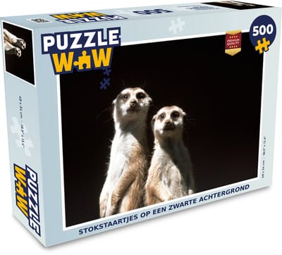 Puzzel Zwart - Stokstaartjes - Dieren - Legpuzzel - Puzzel 500 stukjes