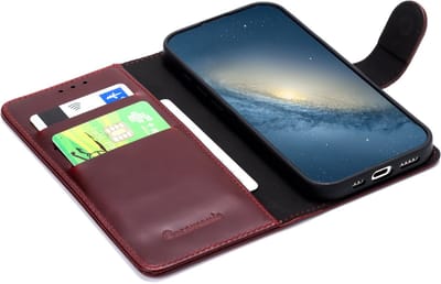 CaseMania Bookcase hoesje geschikt voor Samsung Galaxy S25 FE - Effen Rood - Leer