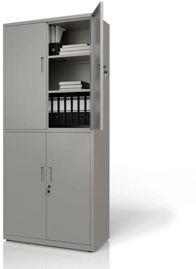 Metalen Archiefkast / Kantoorkast - Incl. slot en 2 sleutels - Lichtgrijs