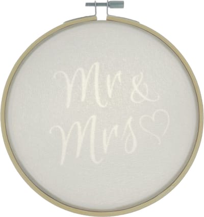 Wanddecoratie - Borduurring - Mr & Mrs - 14cm