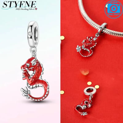 Echte Charm Koper Dromerige Oosterse Rode Draak Kralen Passend op Charm Plata Armband Voor Vrouwen Sieraden Knutselen DoeHetZelf Cadeau red