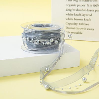 1pc Fil Perle Amour Ruban Perle Tissage Fait Main Ceinture Emballage Floral Horticole Fleuriste Perlé Matériaux et Accessoires Faits Main grise