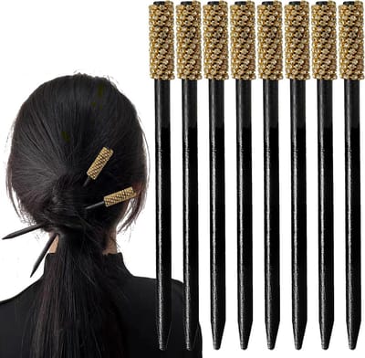 8x Houten Haarspelden voor Opgestoken Haar - Vintage Stijl Haarstokjes Decoratie
