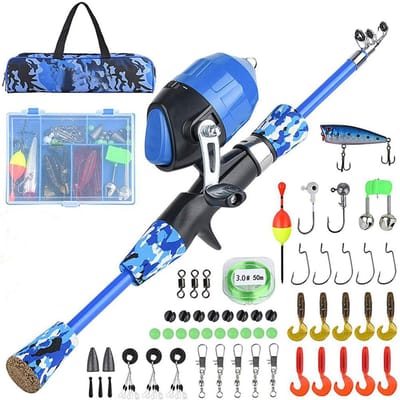 Kinderen Hengel Kinderen Hengelstok Draagbare Telescopische Hengel en Molen Combinatie Kit voor Tieners Meisjes Vissen gray