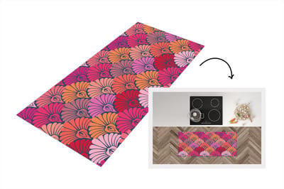 Keukenloper 120x50 cm - Keukenmat vinyl Patronen - Art Deco - Roze - Bloemen - Keukenmatten loper - Keuken vloerkleed tapijt