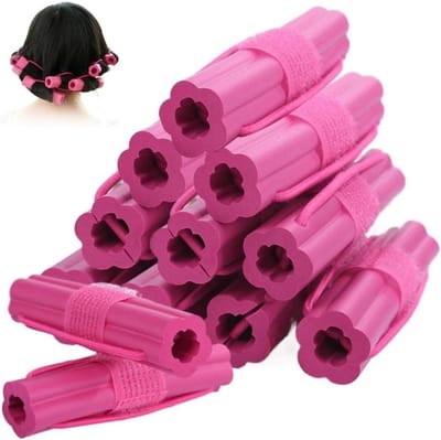 Schuimrubberen haarrollers - Zachte sponsrollers - Haarstyling Krullen - Cliploos ontwerp - 6 stuks - Rozerood